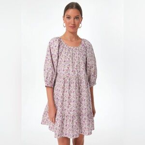 Tuckernuck Hyacinth House Lilac Floral Huckleberry Mini Dress